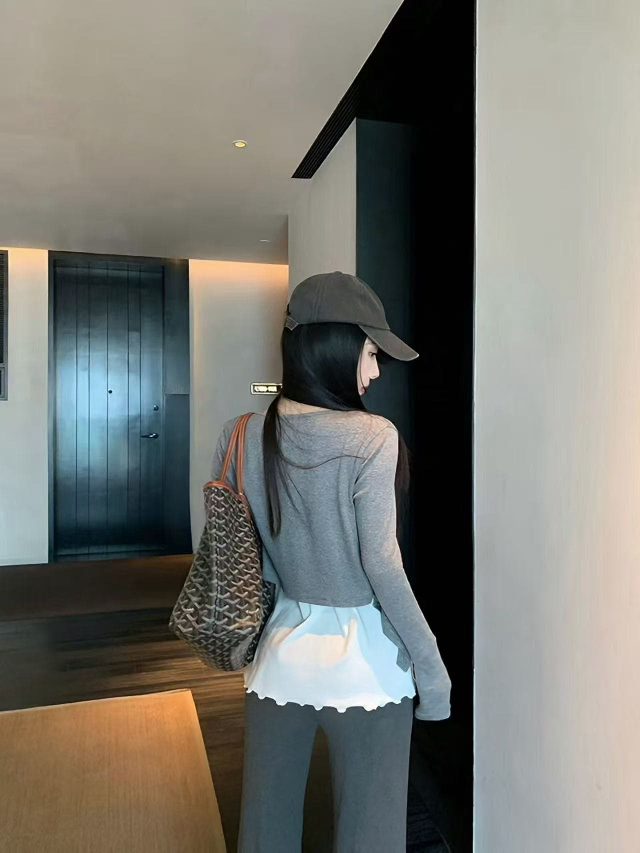새로운 한 부서 느긋한 바람 호흡 센스 스트랩 오픈 가디건 슬립 허리밴드 캐주얼 긴 바지 3 세트 이미지 4