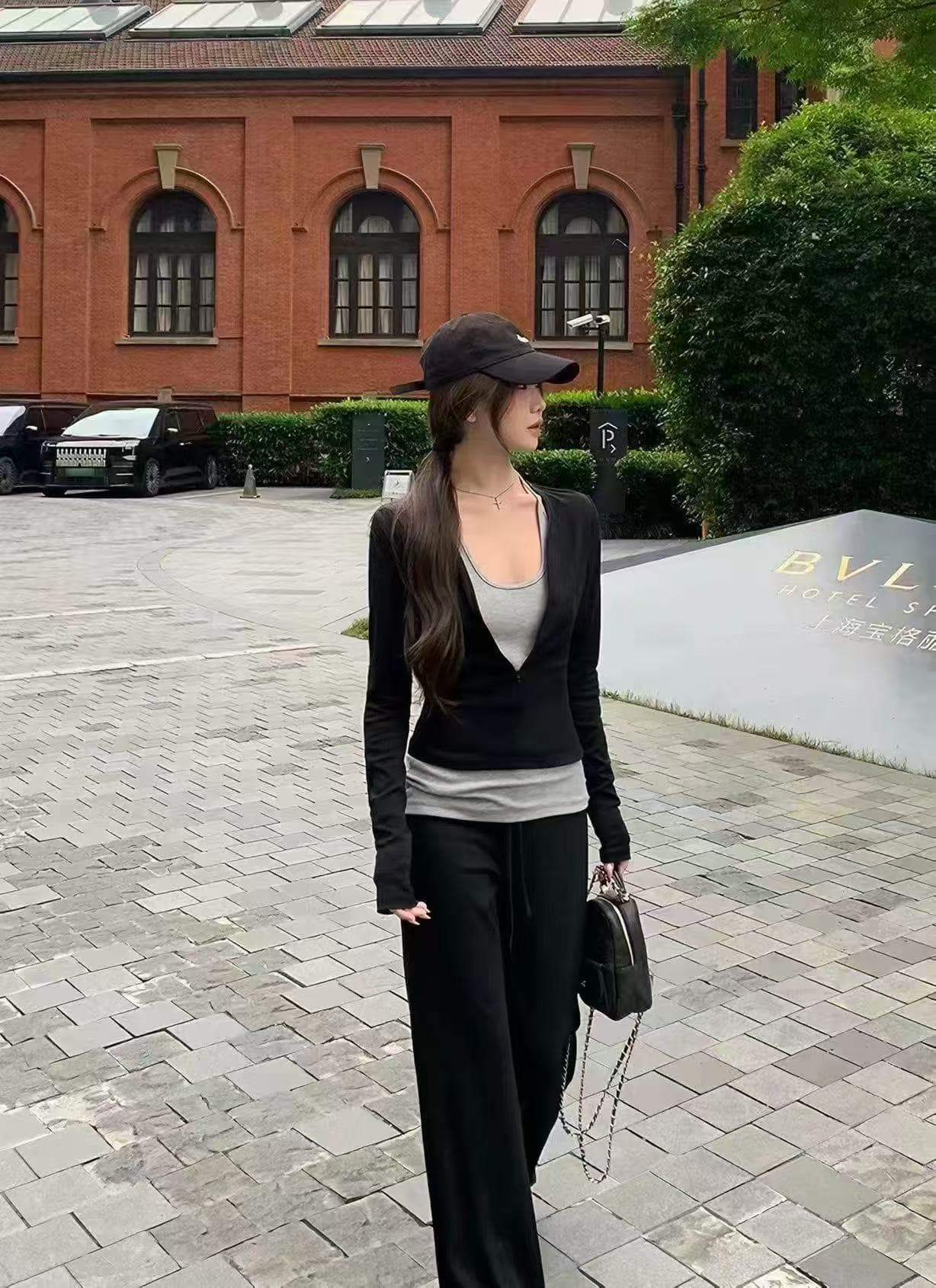 새로운 패션 디자인 센스 지퍼 맨위 슬림해 보이는 조끼 허리밴드 도루 센스 캐주얼 바지 3 세트 상세 이미지 1