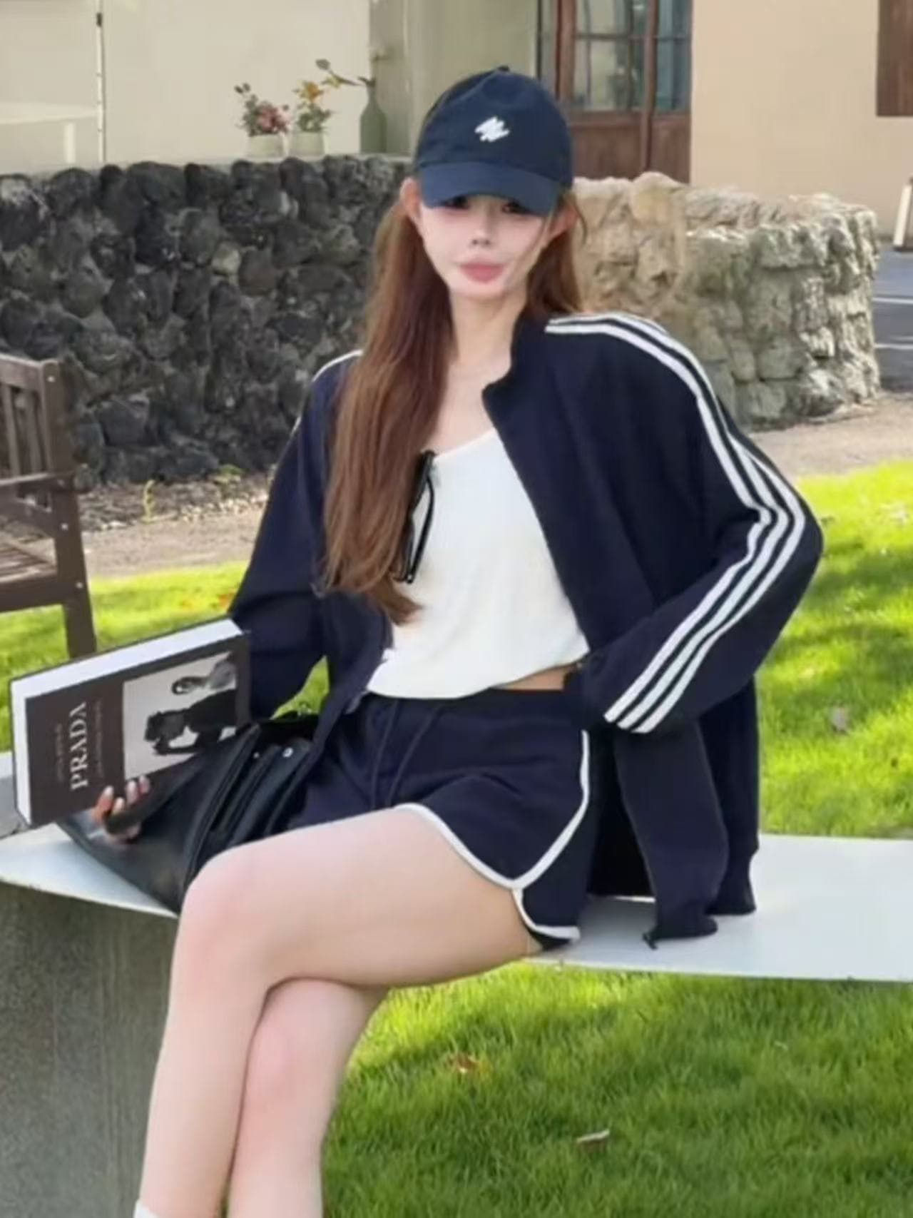 새로운 한국 스타일 패션 트렌드 달콤한 핫걸 조끼 캐주얼 재킷 허리밴드 반바지 3종 세트 상세 이미지 3