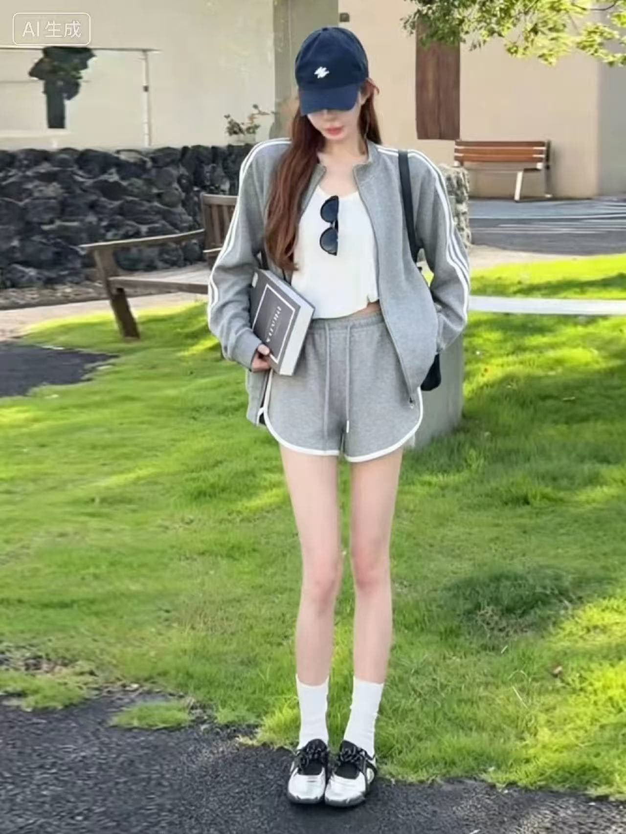 새로운 한국 스타일 패션 트렌드 달콤한 핫걸 조끼 캐주얼 재킷 허리밴드 반바지 3종 세트 상세 이미지 6