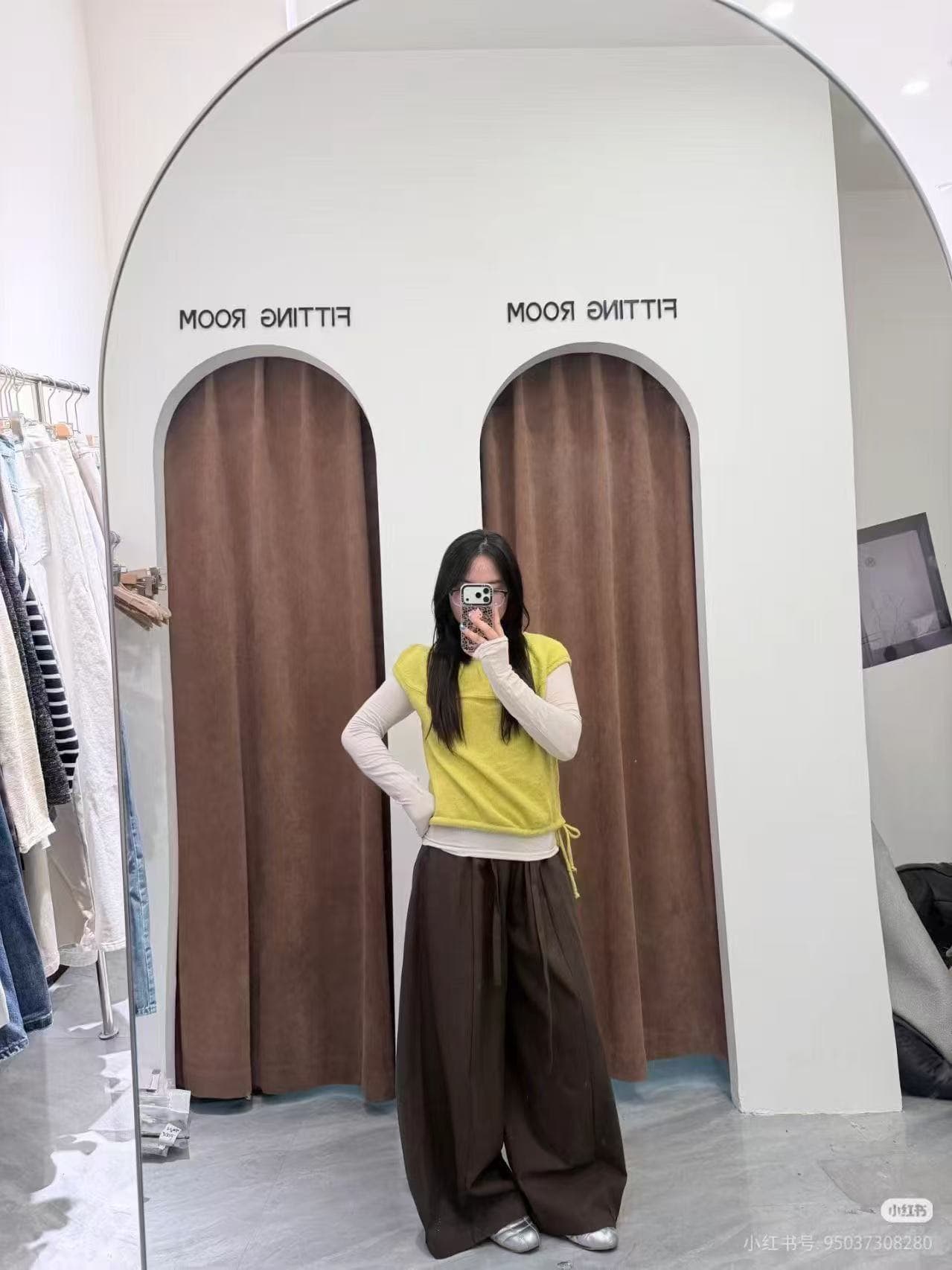 새로운 쇼트 스타일 펌프 로프 니트 반팔 맨위 기본 셔츠 허리밴드 넓은 다리 캐주얼 바지 3종 세트 이미지 4
