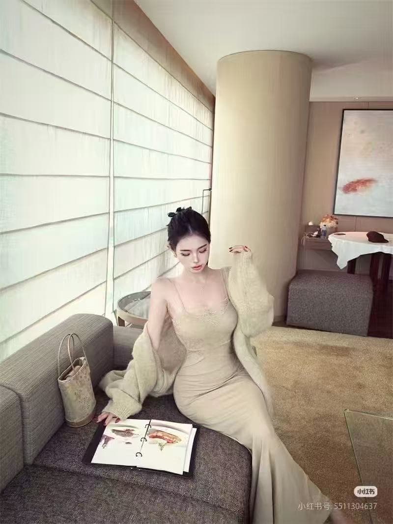 새로운 느긋한 부드러운 찹쌀 느슨함 센스 루즈핏 스웨터 코트 레이스 조각 몸매 가꾸기 드레스 투피스 세트 상세 이미지 3