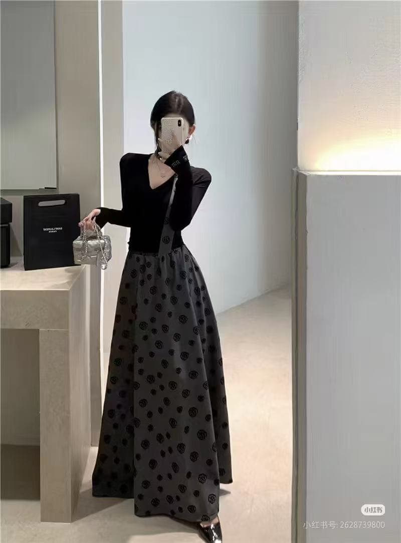 새로운 빛 럭셔리 레트로 그는 벤 바람 몸매 가꾸기 기본 셔츠 리본 허리밴드 한 마디 반신 스커트 3 세트 상세 이미지 6