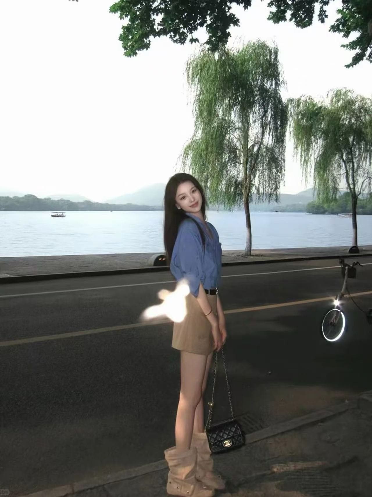 새로운 고급 센스 루즈핏 슬림해 보이는 자외선 차단 셔츠 하이웨이스트 워크웨어 반신 스커트 벨트 3 세트 상세 이미지 3