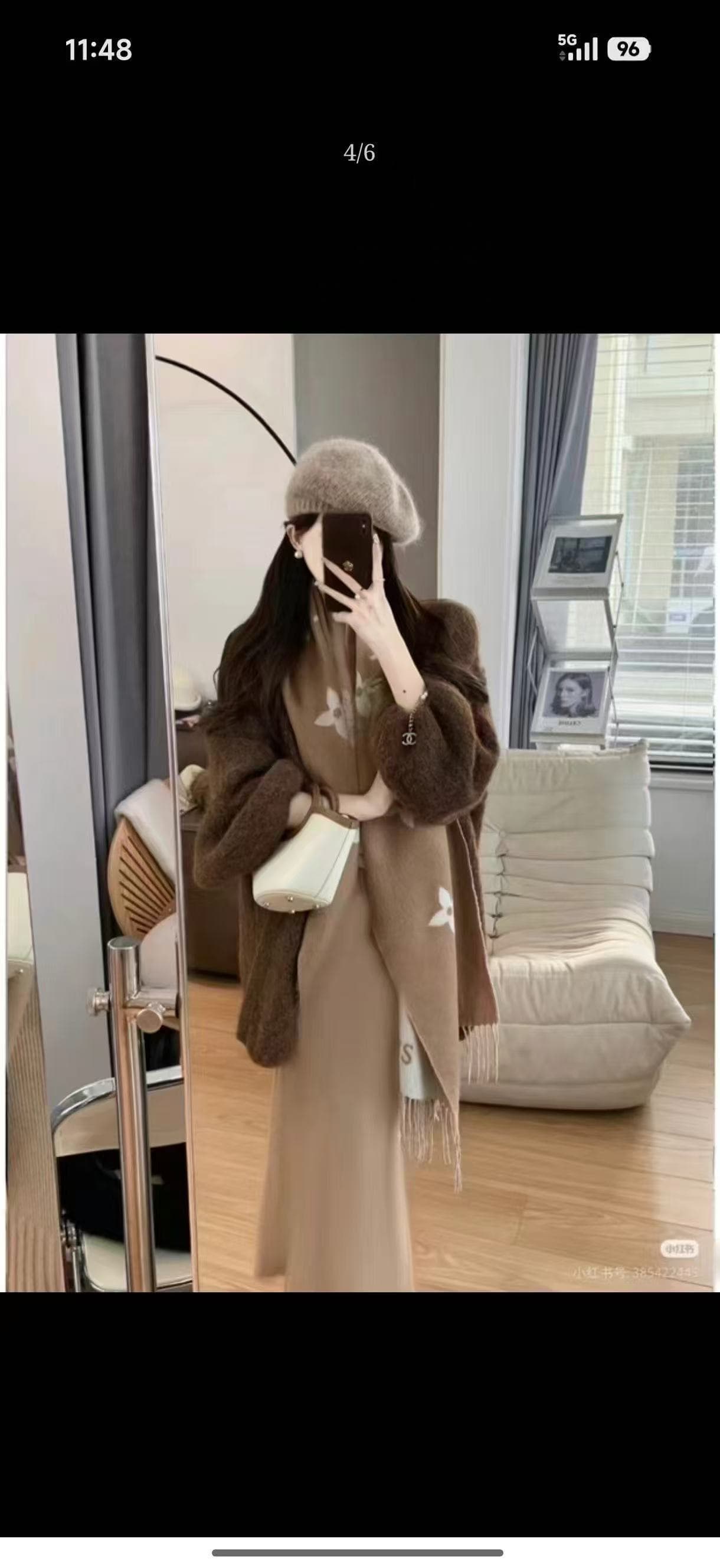 새로운 패션 루즈핏 스웨터 오픈 가디건 캐미솔 허리밴드 반신 스커트 스카프 4 세트 상세 이미지 6