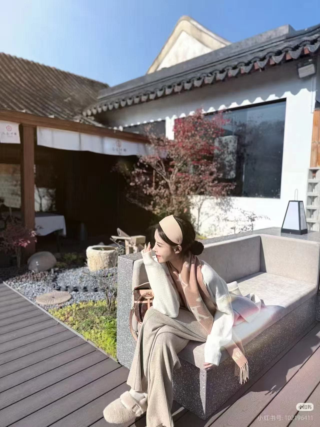 새로운 한국 스타일 패션 루즈핏 스웨터 오픈 가디건 허리밴드 캐주얼 바지 스카프 3 세트 상세 이미지 2