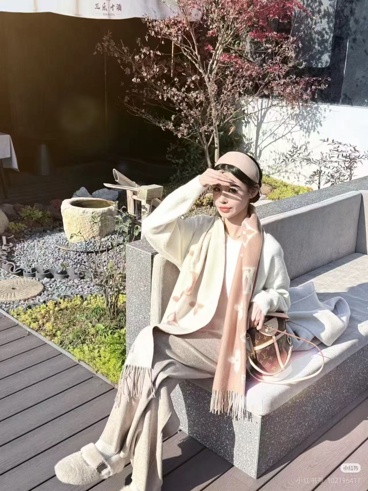 새로운 한국 스타일 패션 루즈핏 스웨터 오픈 가디건 허리밴드 캐주얼 바지 스카프 3 세트 상세 이미지 4