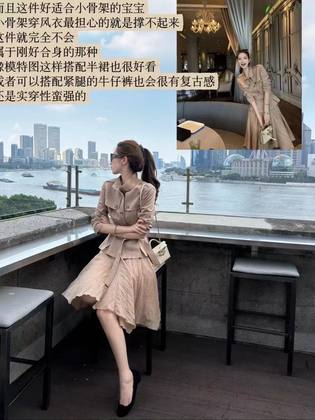 새로운 고급 센스 빛 럭셔리 명문 여성 바람 슬림해 보이는 허리 수축 재킷 재킷 허리밴드 불규칙 세트 상세 이미지 5