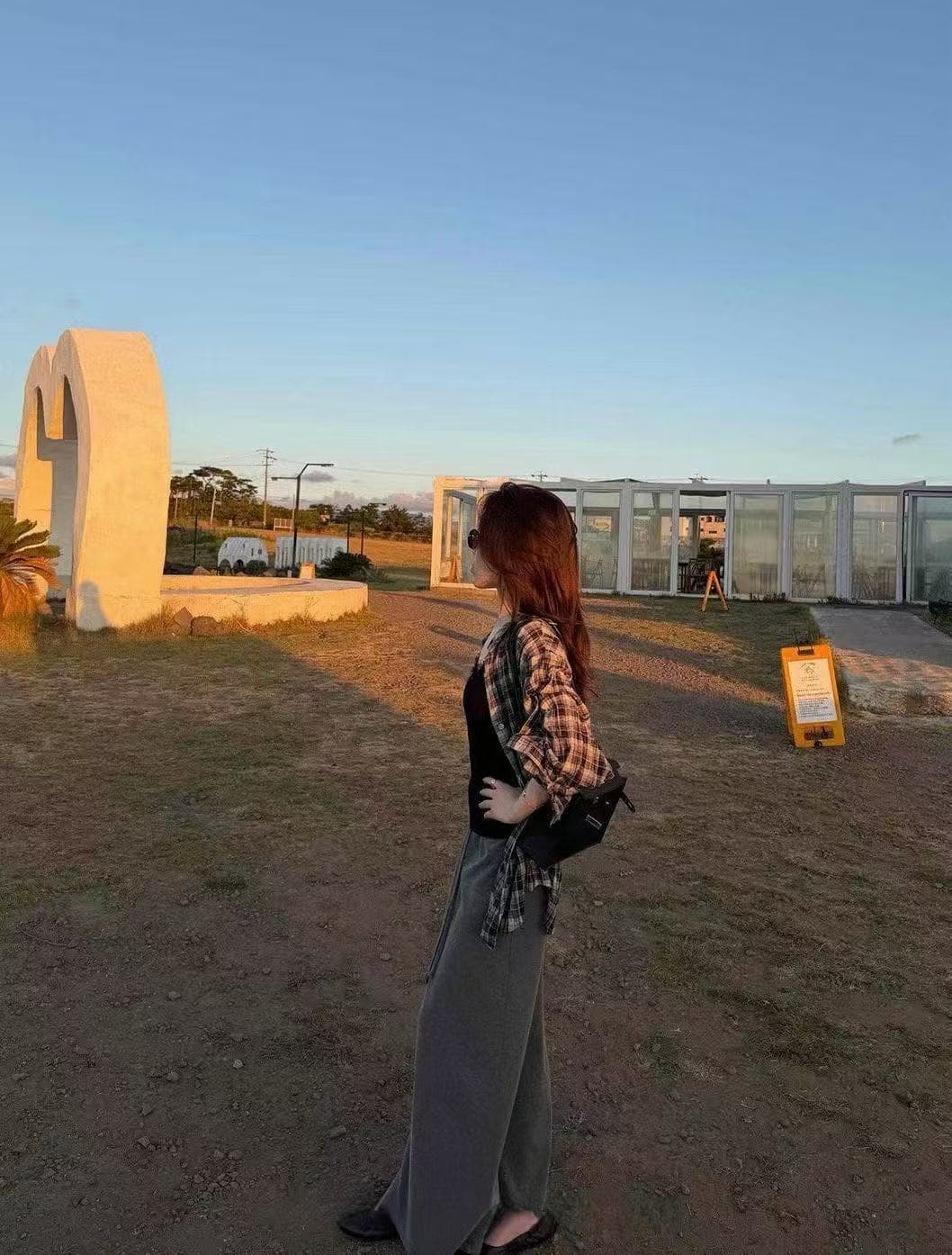 새로운 패션 부드러운 슬림해 보이는 체크무늬 오픈 가디건 레이스 슬립 허리밴드 반신 스커트 3종 세트 상세 이미지 5