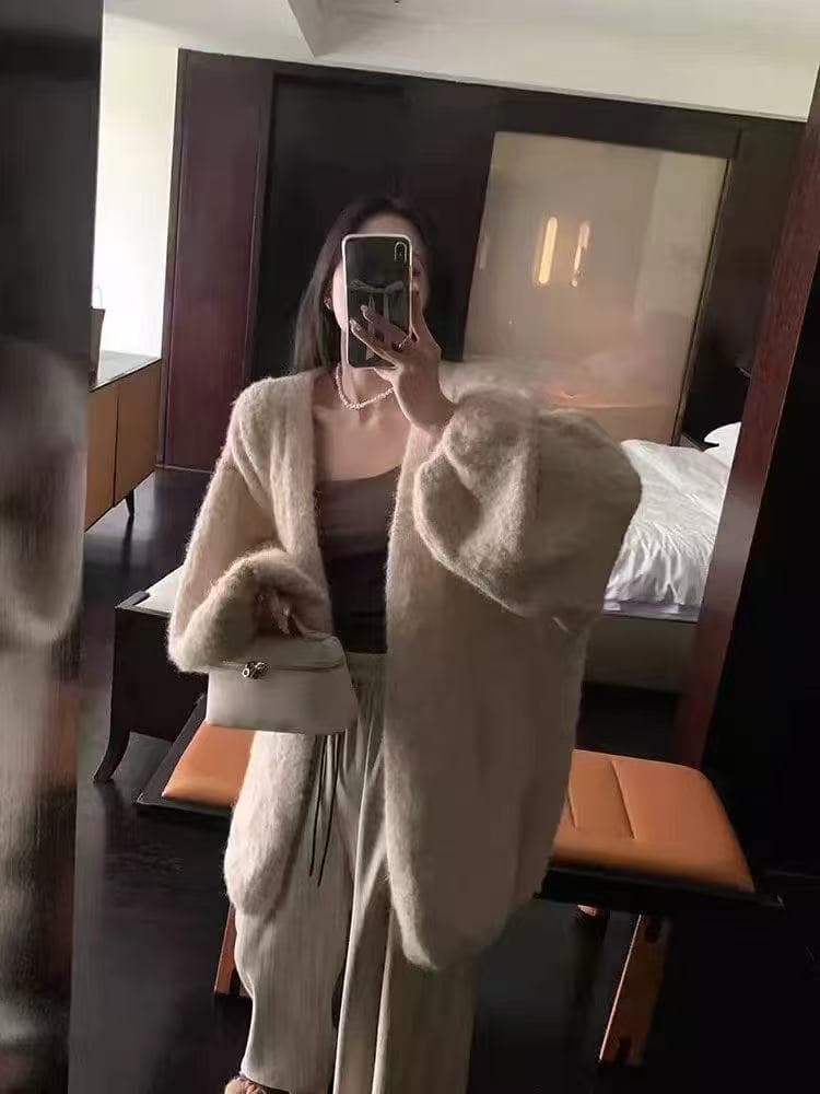 새로운 패션 느긋한 바람 부드러운 찹쌀 두꺼운 외국 가스 스웨터 슬립 허리밴드 캐주얼 바지 3 세트 상세 이미지 1