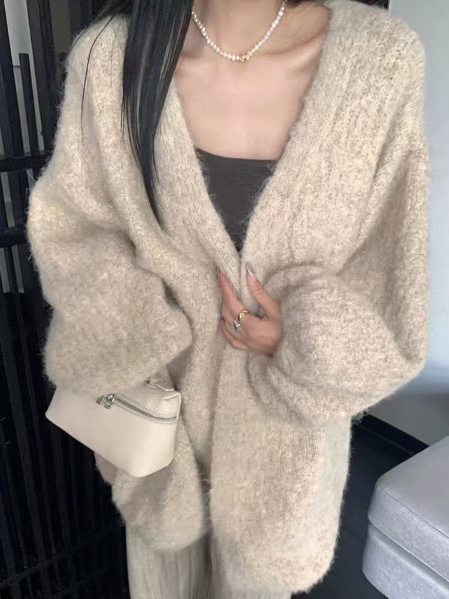 새로운 패션 느긋한 바람 부드러운 찹쌀 두꺼운 외국 가스 스웨터 슬립 허리밴드 캐주얼 바지 3 세트 상세 이미지 7