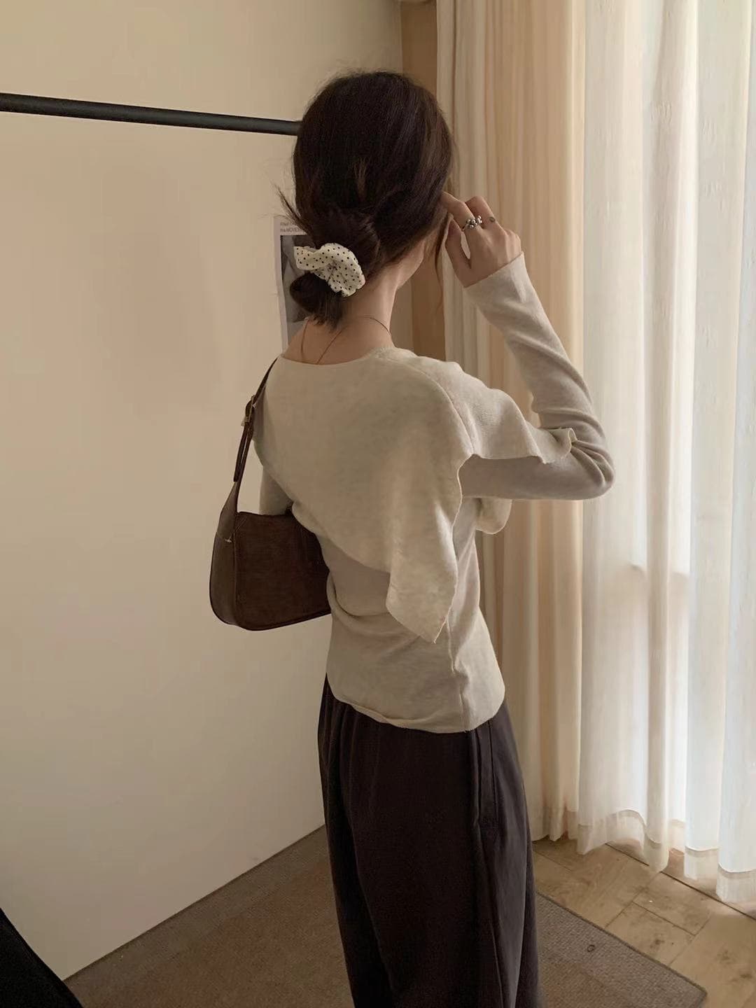 가을 켜기 새로운 미니멀리즘 일상 출퇴근 품격 니트 스웨터 그리고 흔들다 칼라 숄 투피스 세트 세트 한국 스타일 슬림해 보이는 맨위 상세 이미지 10