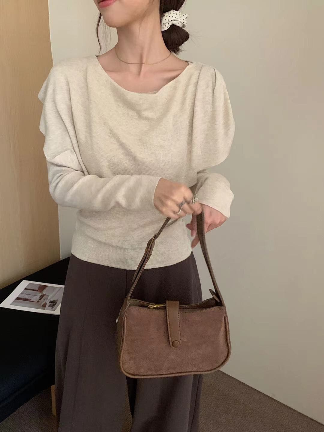 가을 켜기 새로운 미니멀리즘 일상 출퇴근 품격 니트 스웨터 그리고 흔들다 칼라 숄 투피스 세트 세트 한국 스타일 슬림해 보이는 맨위 상세 이미지 13