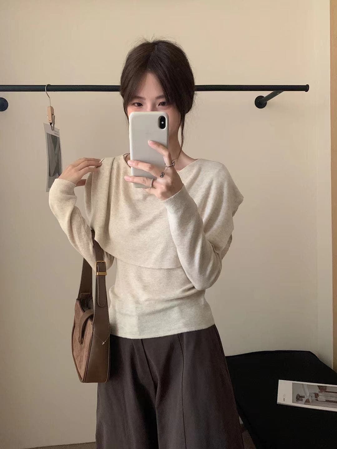 가을 켜기 새로운 미니멀리즘 일상 출퇴근 품격 니트 스웨터 그리고 흔들다 칼라 숄 투피스 세트 세트 한국 스타일 슬림해 보이는 맨위 상세 이미지 15