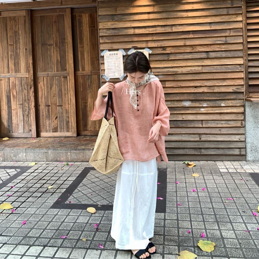 여름 켜기 새로운 hers 한국 스타일 미니멀리즘 레트로 출퇴근 반신 스커트 슬림해 보이는 일상 다용도 아마 펌프 로프 a 치마 이미지 6