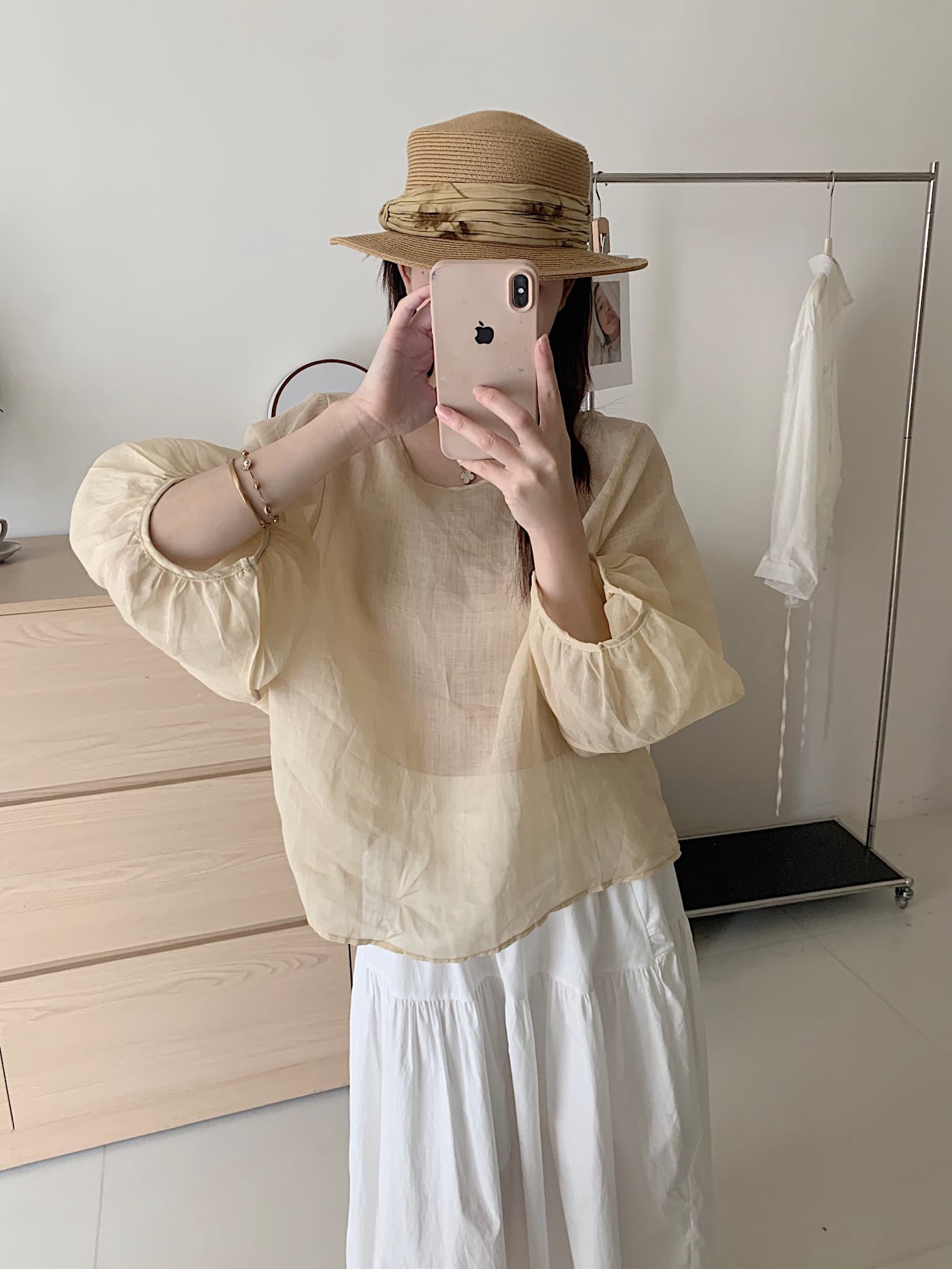 실사 여름 켜기 새로운 한국 스타일 미니멀리즘 일본식 출퇴근 레트로 편안함 100 라미 작은 셔츠 캐주얼 다용도 맨위 상세 이미지 15