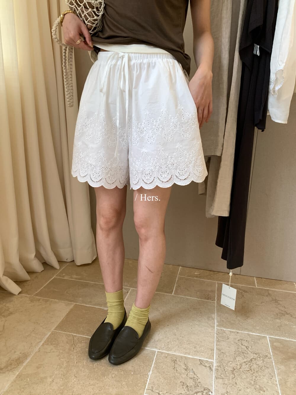 여름 켜기 새로운 hers 미니멀리즘 일상 비싼 가스 무용 자 센스 자카드 디자인 캐주얼 반바지 상세 이미지 14