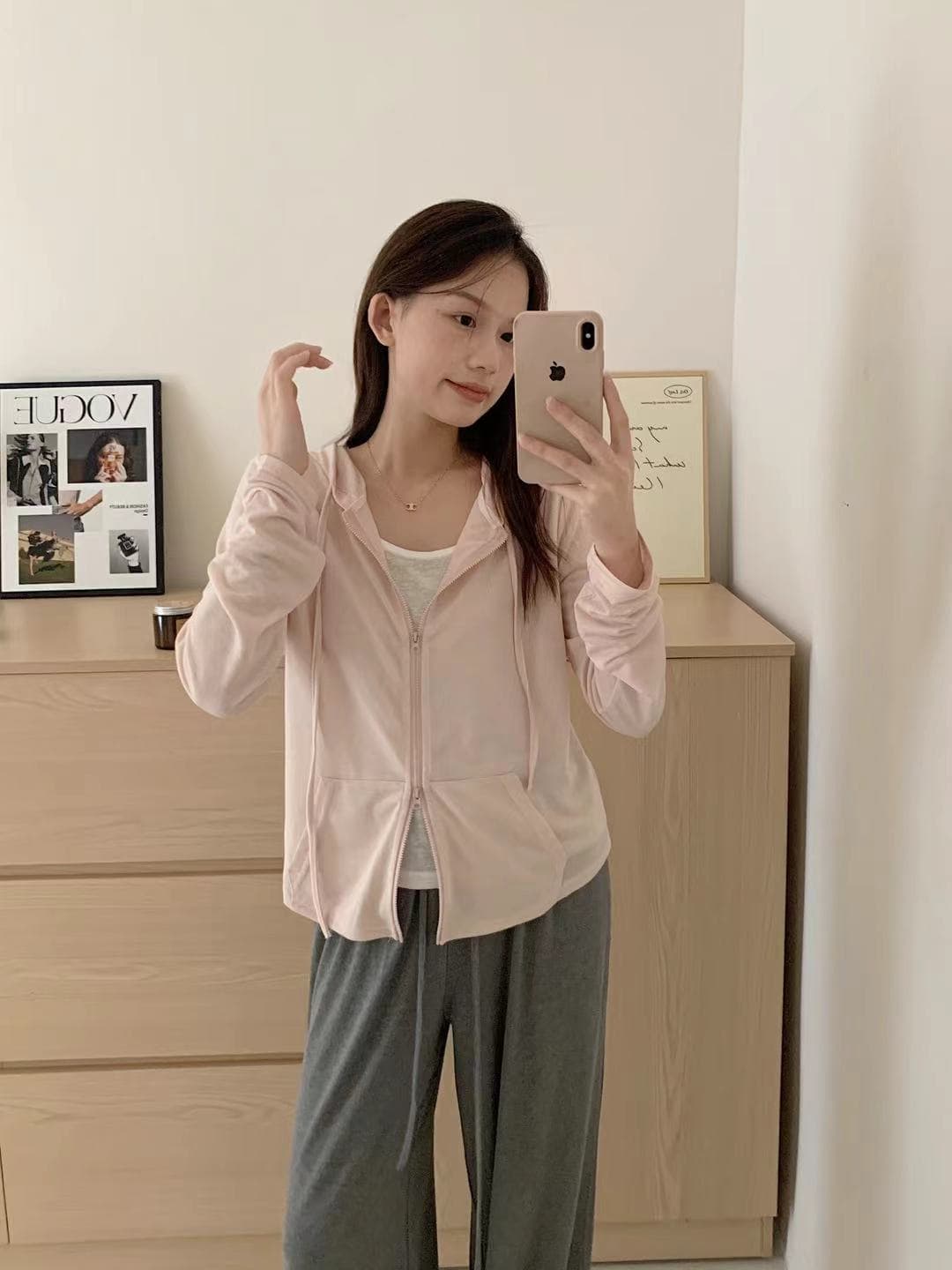 실사 여름 켜기 새로운 미니멀리즘 일상 출퇴근 페이크 레이어드 패치워크 후드 긴팔 티셔츠 캐주얼 슬림해 보이는 자외선 차단 맨위 상세 이미지 19