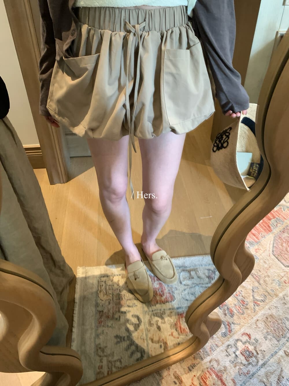 여름 켜기 새로운 hers 미니멀리즘 한 부서 디자인 센스 작은 꽃밭 캐주얼 반바지 캐주얼 슬림해 보이는 다용도 치마바지 상세 이미지 12