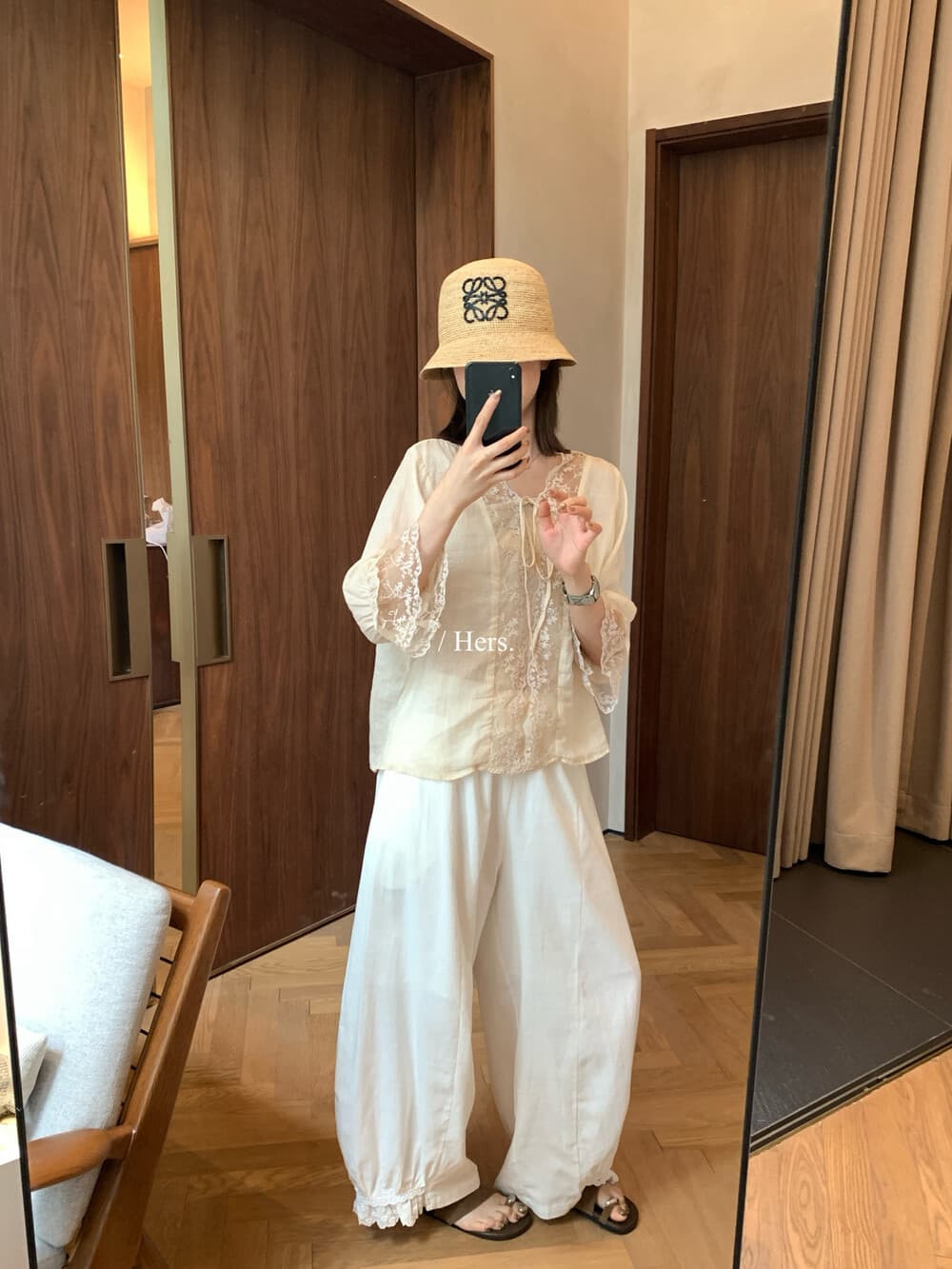 여름 켜기 새로운 hers 품격 미니멀리즘 일본식 100 라미 레이스 조각 레이스업 작은 셔츠 캐주얼 슬림해 보이는 맨위 상세 이미지 5