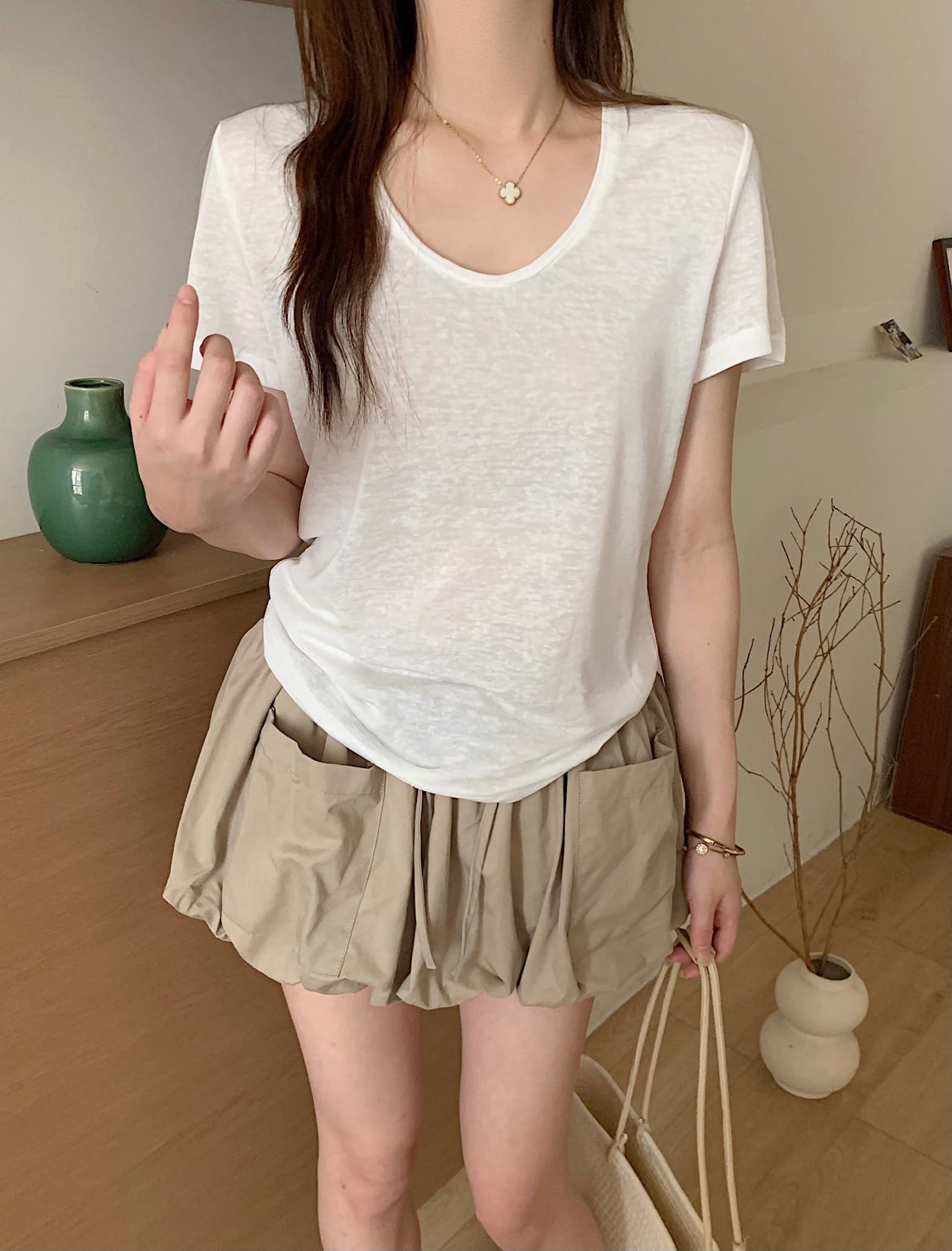 실사 여름 켜기 새로운 편안함 라이 경기 서울 얼음 센스 가면 단색 반팔 티셔츠 한국 스타일 캐주얼 슬림해 보이는 질감 맨위 상세 이미지 19
