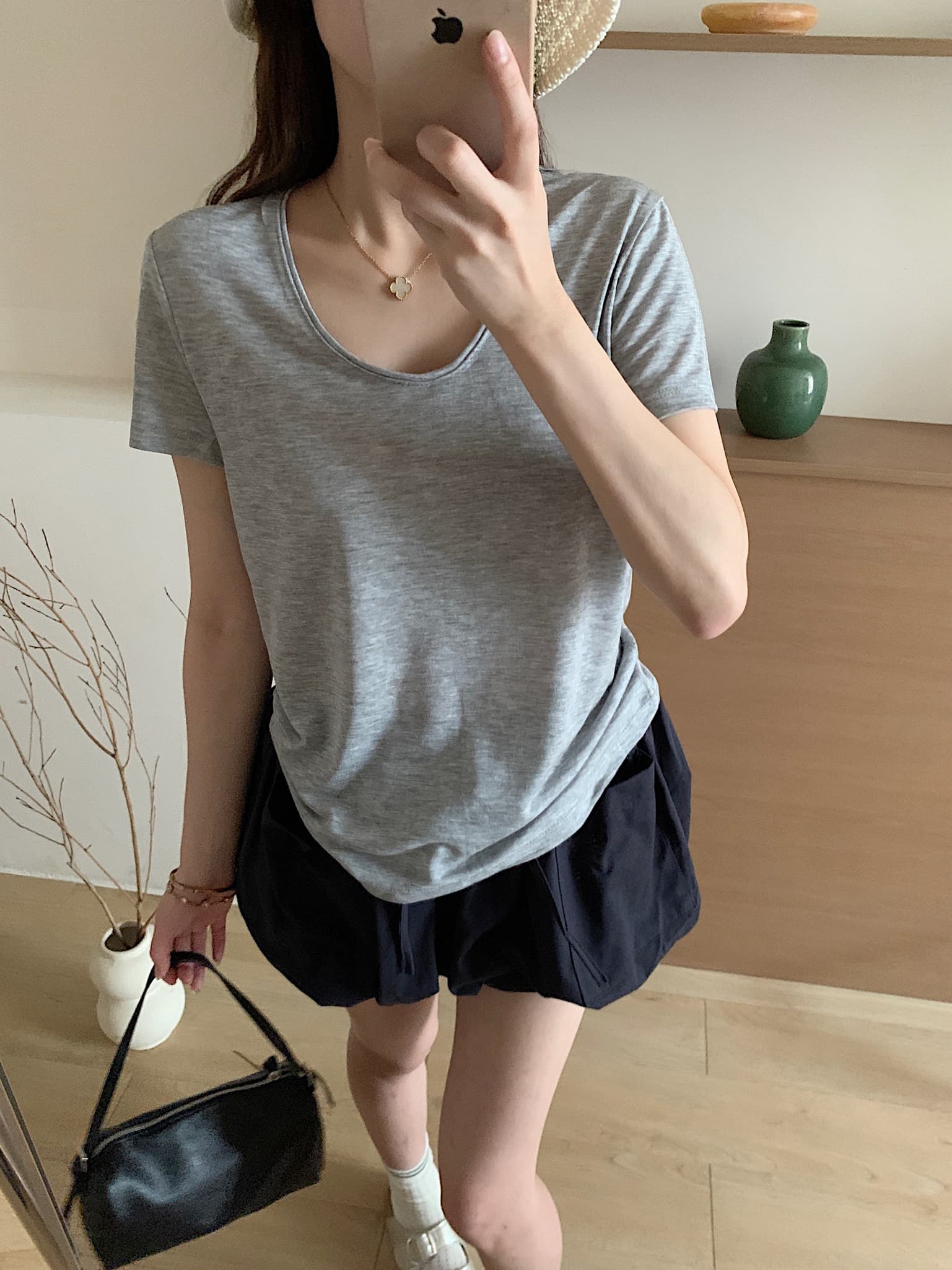 실사 여름 켜기 새로운 편안함 라이 경기 서울 얼음 센스 가면 단색 반팔 티셔츠 한국 스타일 캐주얼 슬림해 보이는 질감 맨위 상세 이미지 24