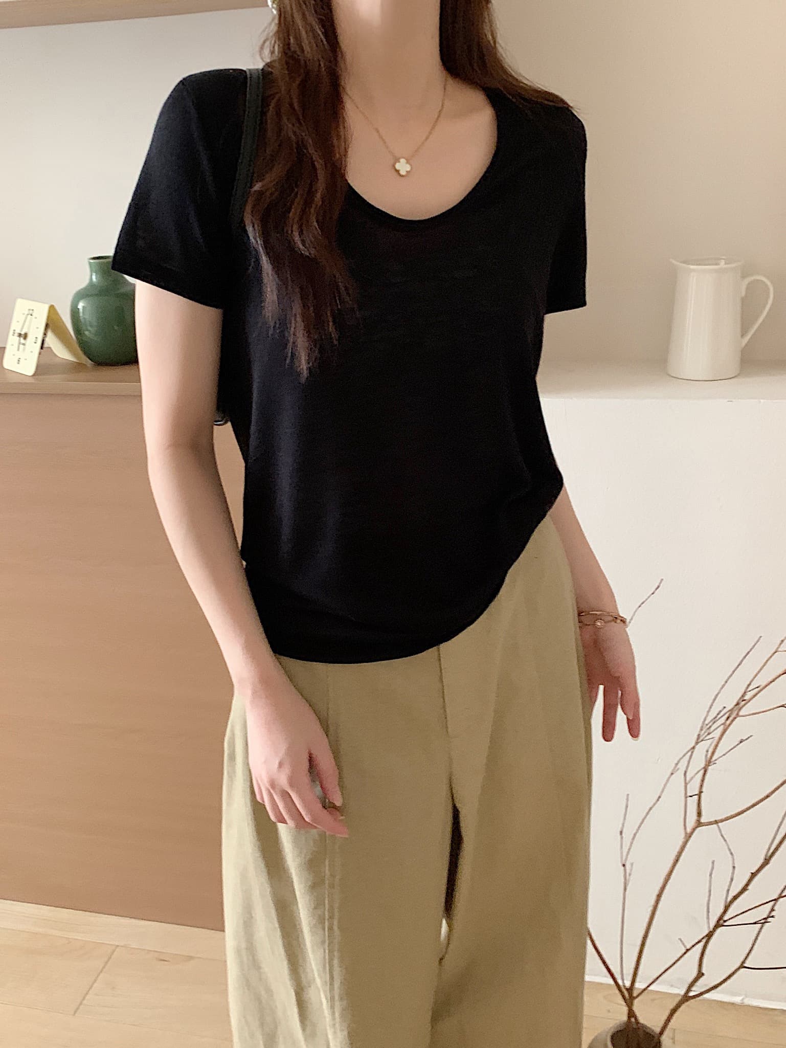 실사 여름 켜기 새로운 편안함 라이 경기 서울 얼음 센스 가면 단색 반팔 티셔츠 한국 스타일 캐주얼 슬림해 보이는 질감 맨위 상세 이미지 41