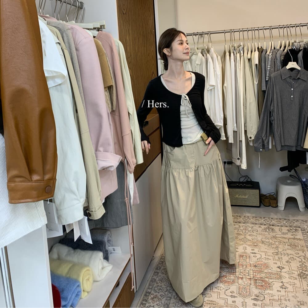 이른 가을 켜기 새로운 hers 순수한 욕망 투피스 세트 스트랩 반팔 티셔츠 캐주얼 슬림해 보이는 작은 외투 오픈 가디건 이미지 6