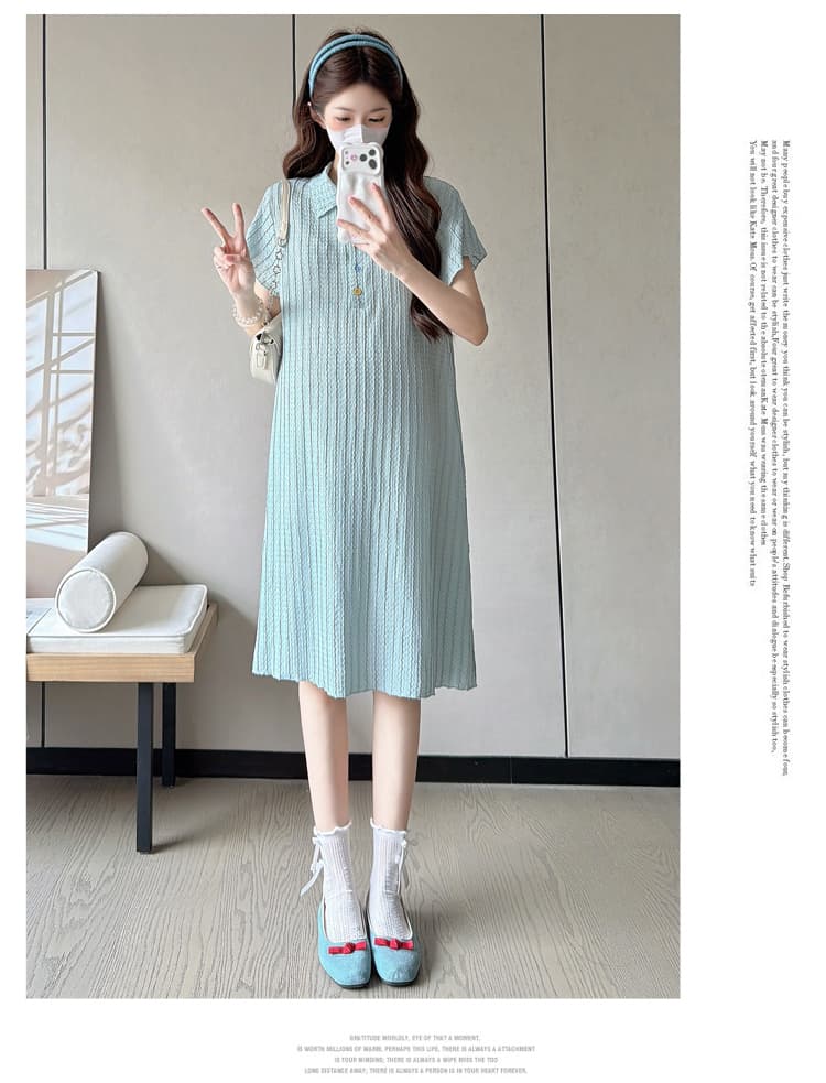 실사 질량 지금 지금 2026 출산 착용 여름 새로운 얼음 센스 polo 폴로 칼라 임산부 드레스 상세 이미지 12