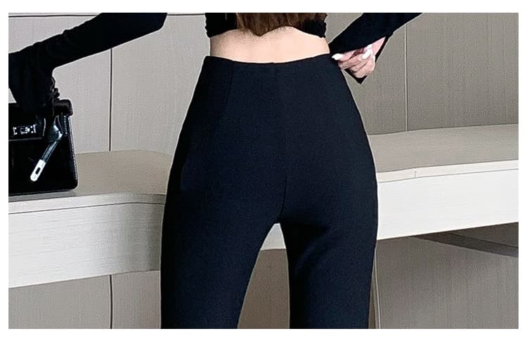 검정색 신축성 나팔 캐주얼 바지 2026 디자인 센스 3 차원 자르기 슬림해 보이는 디스플레이 다리 길이 바닥 청소 부츠컷 바지 상세 이미지 23