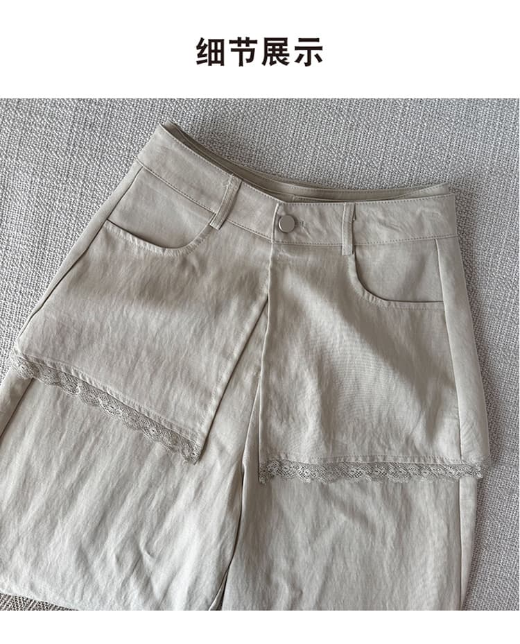 한 부서 미니멀리즘 바람 아마 랩스커트팬츠 바지 탈착식 디자인 센스 표지 고기 슬림해 보이는 패션 다용도 와이드 레그 팬츠 상세 이미지 29