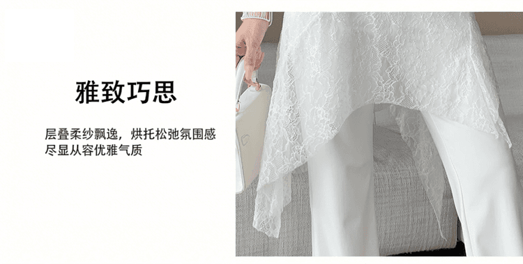 디자인 센스 페이크 레이어드 랩스커트팬츠 패치워크 부츠컷 바지 새로운 얇은 스타일 도루 센스 원단 슬림해 보이는 다용도 부츠컷 바지 상세 이미지 7
