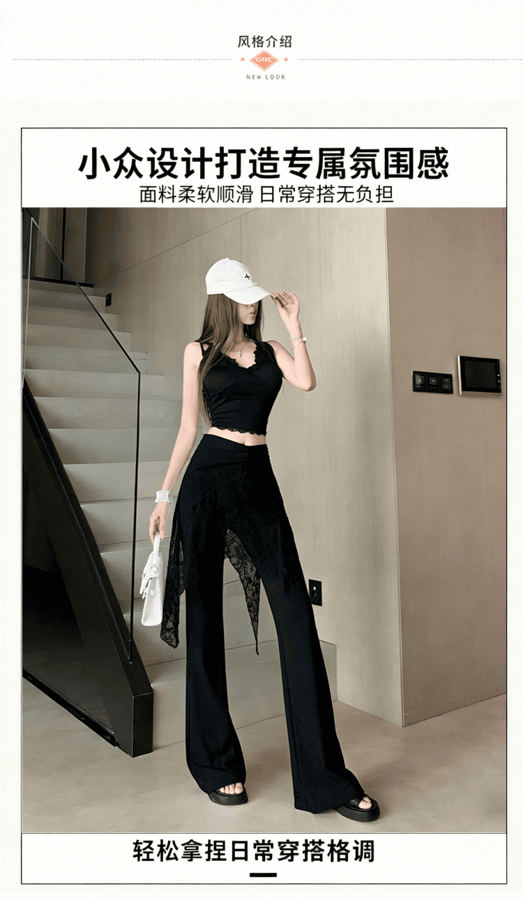 디자인 센스 페이크 레이어드 랩스커트팬츠 패치워크 부츠컷 바지 새로운 얇은 스타일 도루 센스 원단 슬림해 보이는 다용도 부츠컷 바지 상세 이미지 11