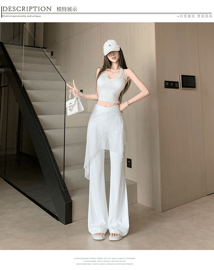 디자인 센스 페이크 레이어드 랩스커트팬츠 패치워크 부츠컷 바지 새로운 얇은 스타일 도루 센스 원단 슬림해 보이는 다용도 부츠컷 바지 상세 이미지 12