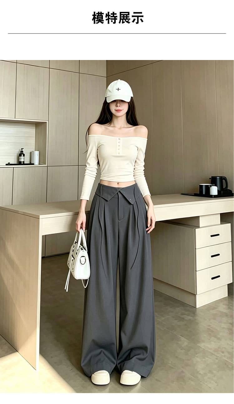 2026 새로운 펌프 로프 뒤집다 측면 디자인 센스 와이드 레그 팬츠 느긋한 바람 루즈핏 슬림해 보이는 패션 다용도 캐주얼 바지 상세 이미지 14