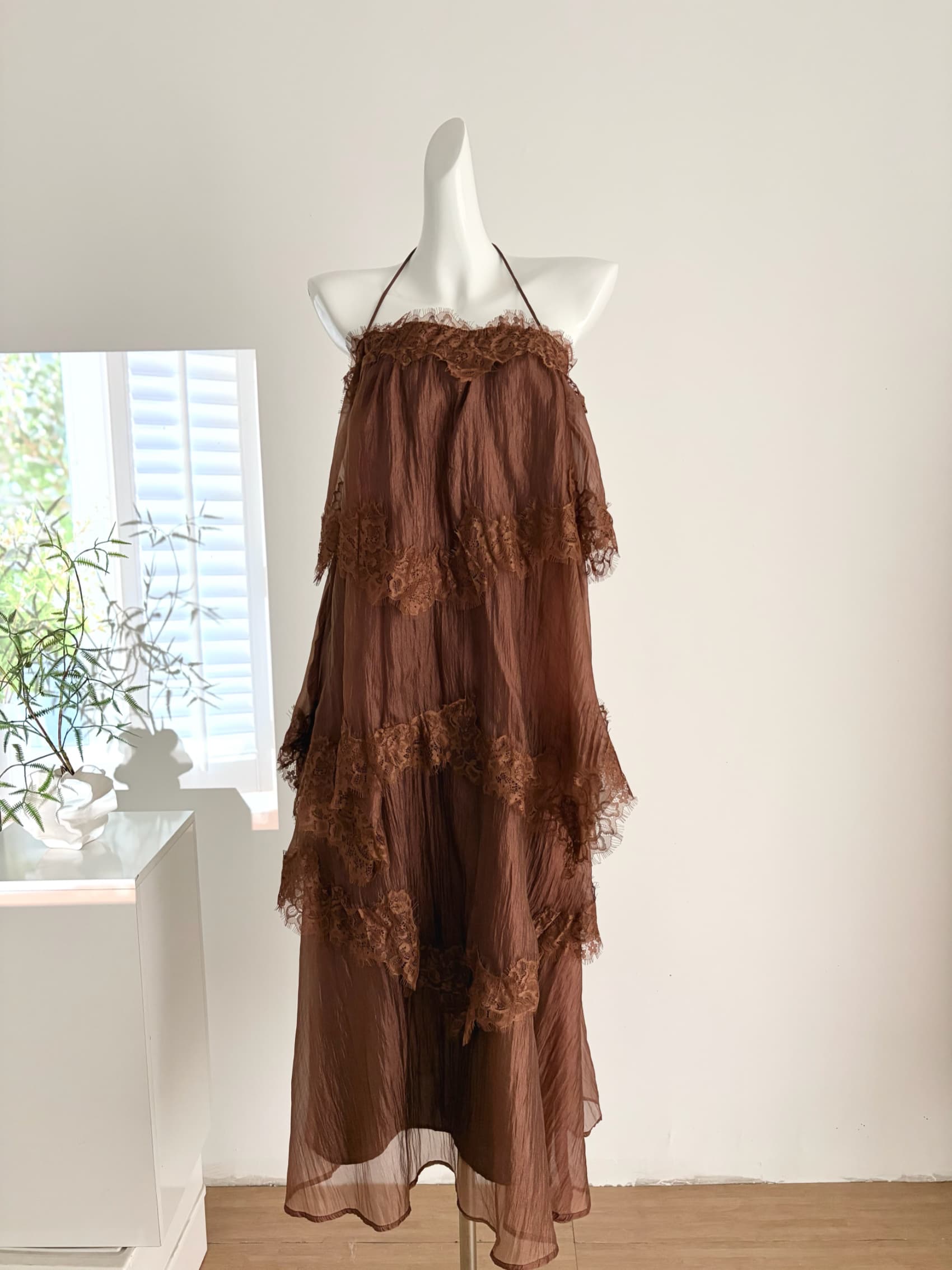skk store 인시 튜 수여 됨 aj 높음 제품 질감 무거운 작업 레이스 슬립 드레스 길다 쇼트 스타일 봄 여름 여성 상세 이미지 5