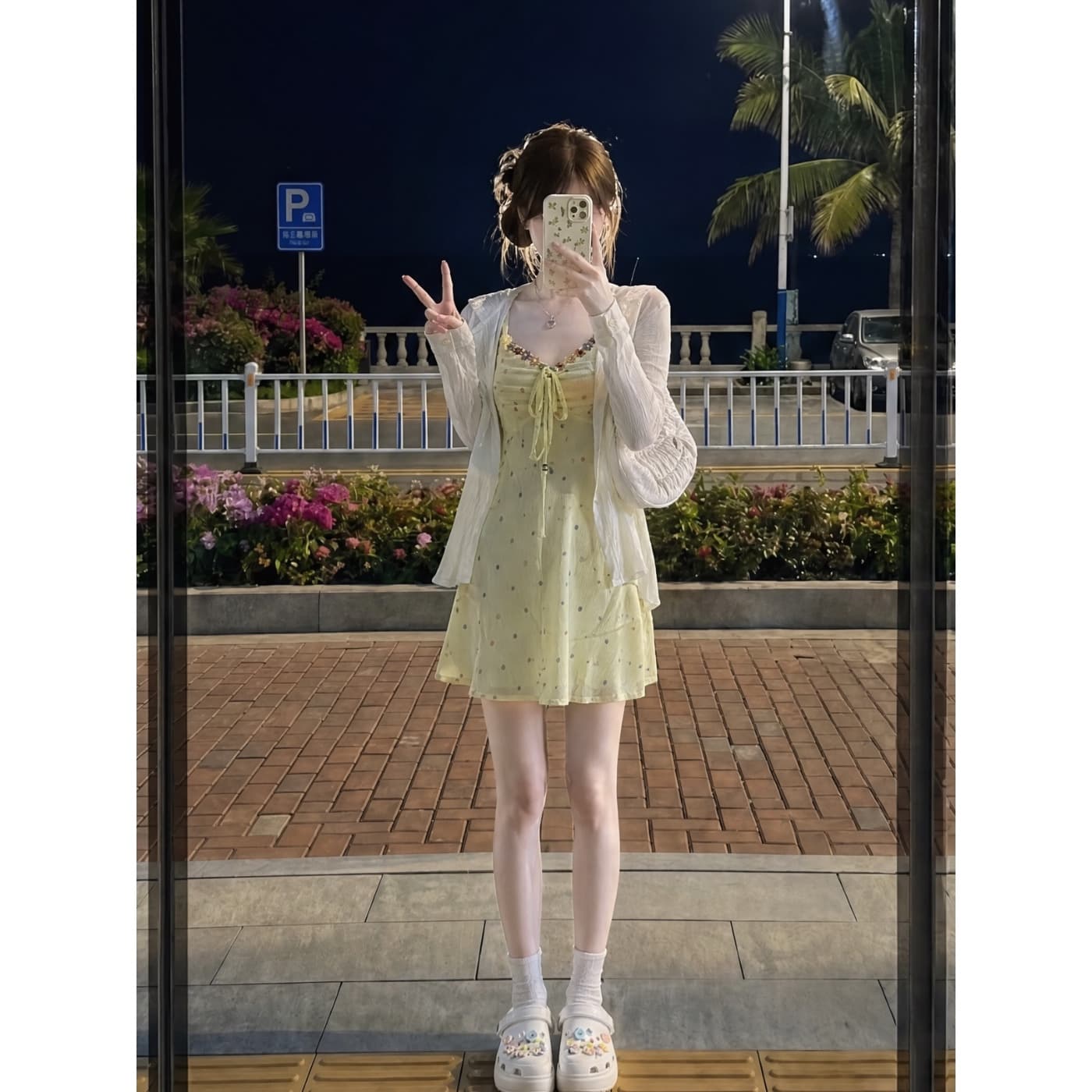 실사 재고 있음 휴가 바람 레이스 여성 드레스 2026 여름 새로운 마이크로 꽃무늬 슬립 치마 투피스 세트