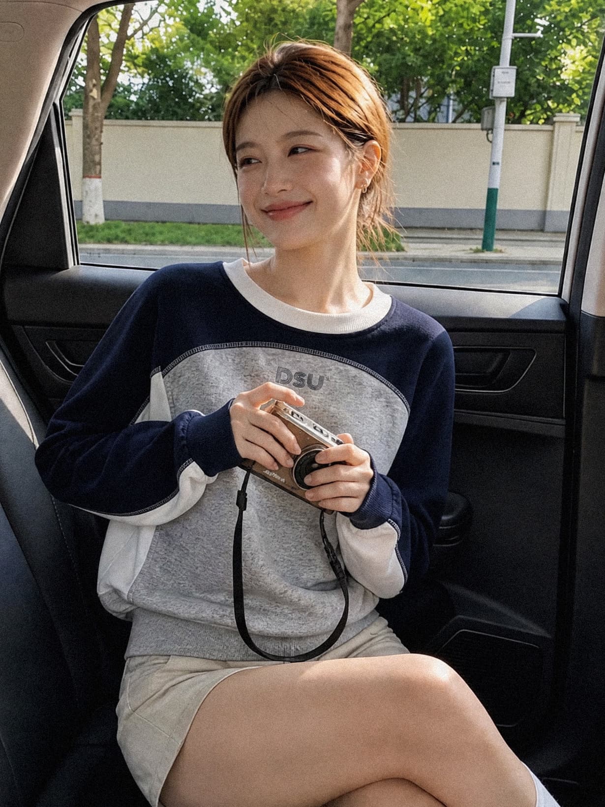 실사 재고 있음 가을 신제품 배색 패치워크 캐주얼 루즈핏 라운드 넥 후드티 여성 아메리칸 레트로 털 서클 순면 상세 이미지 3
