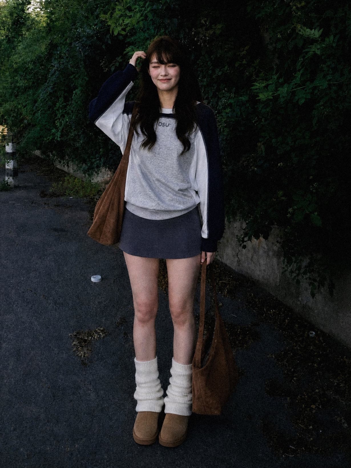 실사 재고 있음 가을 신제품 배색 패치워크 캐주얼 루즈핏 라운드 넥 후드티 여성 아메리칸 레트로 털 서클 순면 상세 이미지 4