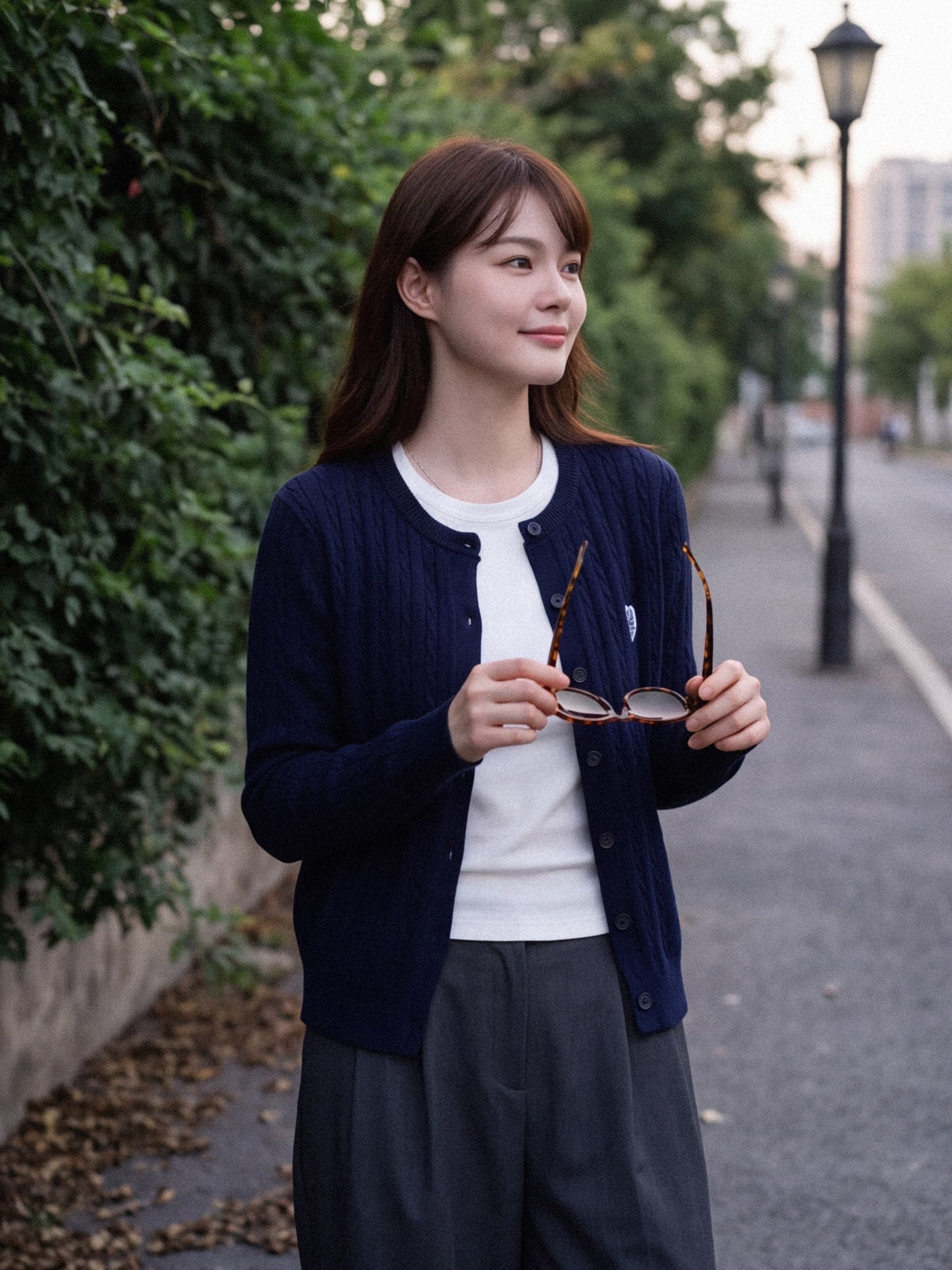 실사 재고 있음 블루 색상 니트 오픈 가디건 여성 코트 2026 새로운 한 부서 분위기 센스 이른 가을 착용 잡아라. 의류 상세 이미지 8