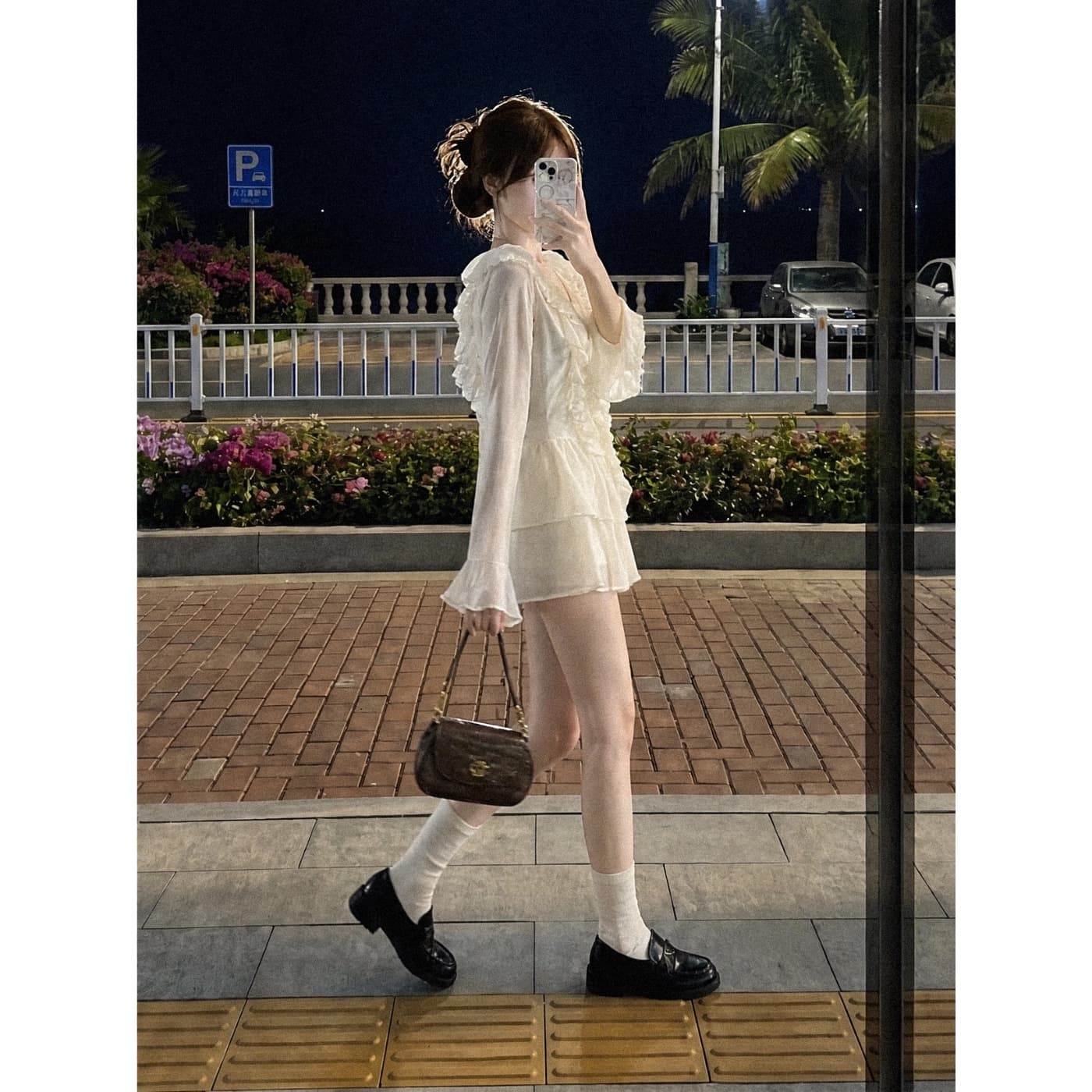 실사 재고 있음 프랑스식 달콤한 매운맛 세트 가을 Chic 셔츠 맨위 반바지 투피스 드레스 이미지 2