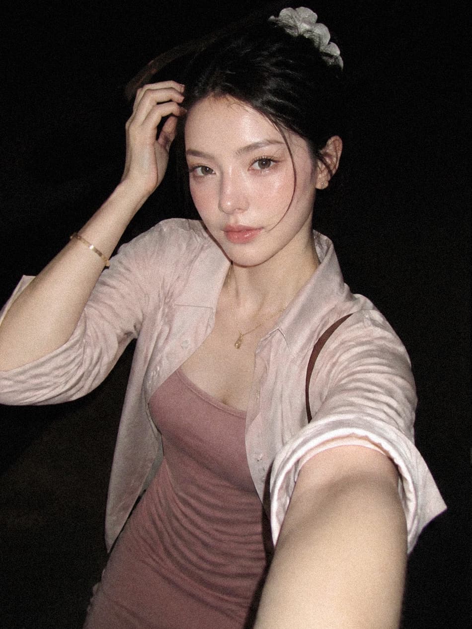 실사 재고 있음 프랑스식 부드러운 핑크색 슬립 여성 드레스 여름 품격 몸매 가꾸기 타이트 스커트 롱 스커트 자외선 차단 열기 상세 이미지 1