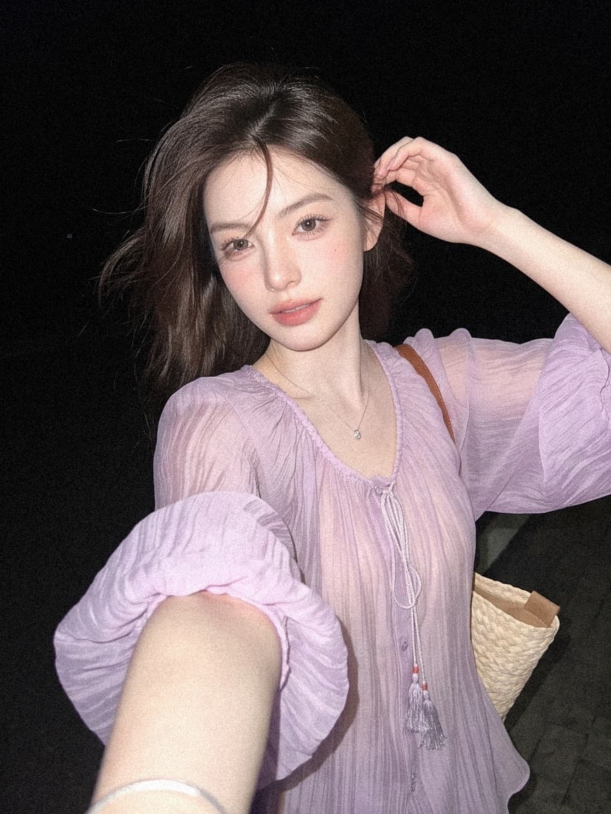 실사 재고 있음 프랑스식 차 휴식 고급 센스 보라색 셔츠 드레스 투피스 슈트 여성 여름 새로운 품격 상세 이미지 1