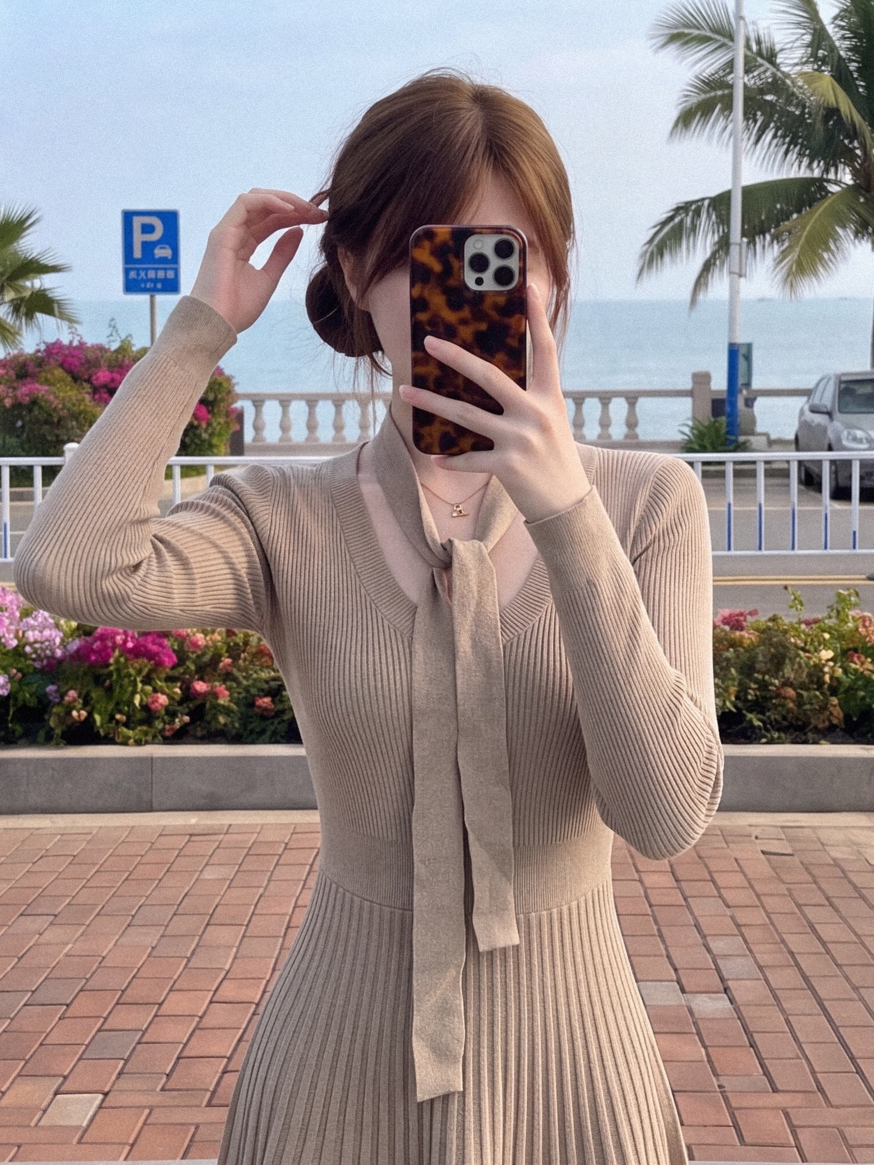 실사 재고 있음 품격 소녀 센스 레이스업 V넥 몸매 가꾸기 드레스 부유 한 가족 천 골드 miu 부서 착용 가져 가라. 가을 상세 이미지 8