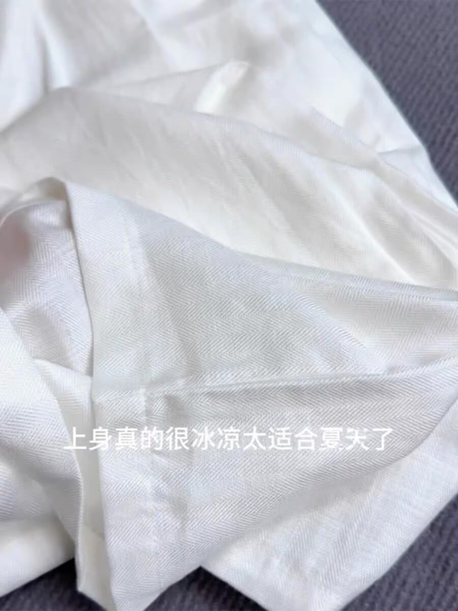 chao 수준 추천 자이언트 다용도 화이트 색상 시스템 주간 실크 아마 바지 여성 레트로 샤 징 버클 고급 센스 와이드 레그 팬츠 상세 이미지 5