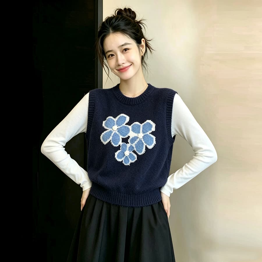봄 가을 외부 가져 가라. 스택 착용 바이 지아 좋은 회색 자카드 니트 베스트 스택 착용 스웨터 조끼 여성 2026 가을 새로운 상세 이미지 12