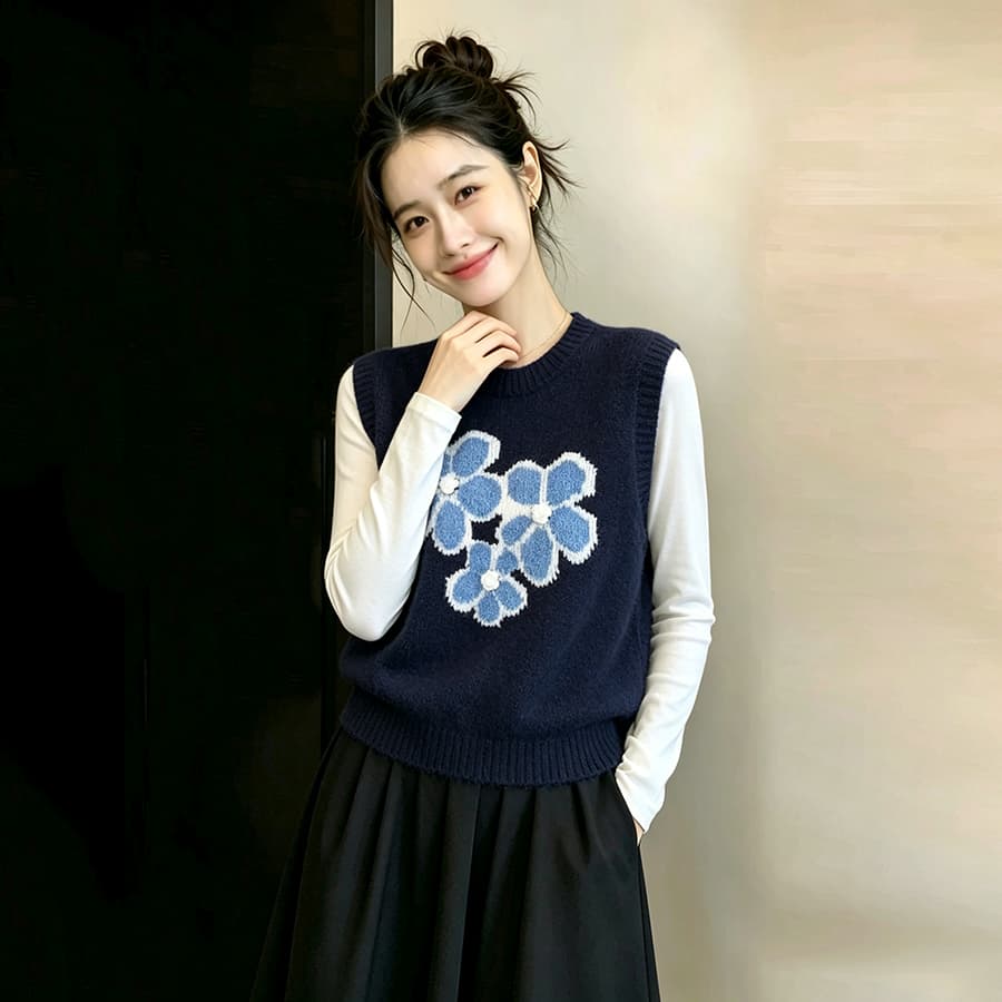 봄 가을 외부 가져 가라. 스택 착용 바이 지아 좋은 회색 자카드 니트 베스트 스택 착용 스웨터 조끼 여성 2026 가을 새로운 상세 이미지 13