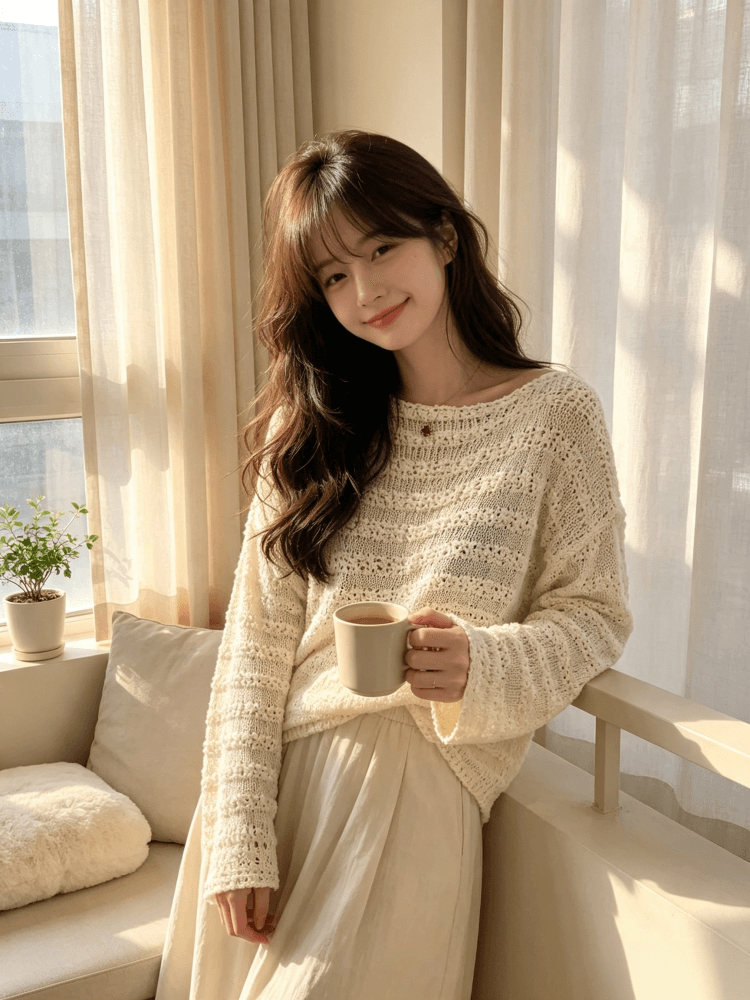 높음 물품 조기 멋진 가을 센스 벨트 실 홀로우 아웃 니트 자외선 차단 블라우스 여성 2026 새로운 루즈핏 외부 잡아라. 의류 이미지 3