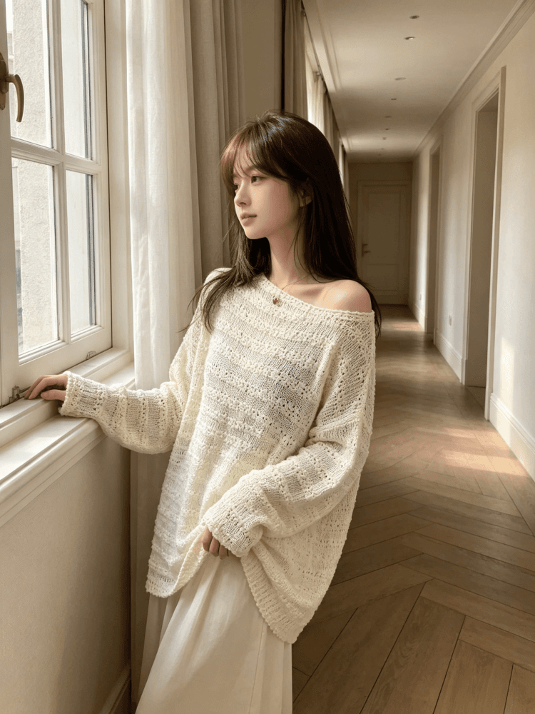 높음 물품 조기 멋진 가을 센스 벨트 실 홀로우 아웃 니트 자외선 차단 블라우스 여성 2026 새로운 루즈핏 외부 잡아라. 의류 상세 이미지 8