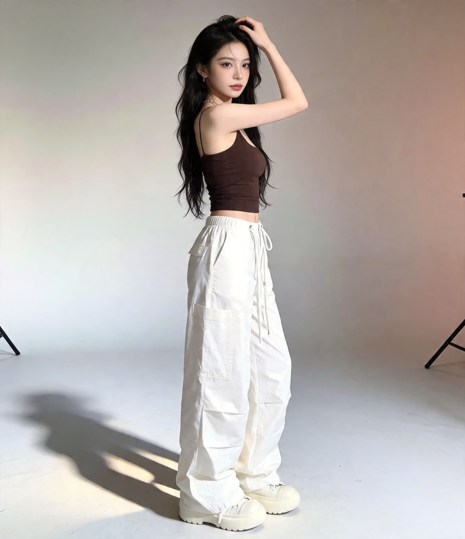 실사 150 작은 짧은 남자 속도 건조한 워크웨어 팬츠 여성 가을 캐주얼 조거 와이드 레그 팬츠 스트레이트 착륙 낙하산 병 바지 이미지 2